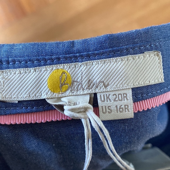 BODEN DENIM BUTTON SHIRT DRESS BELTED PLUS 16 R NEW POCKETS - Picture 9 of 11